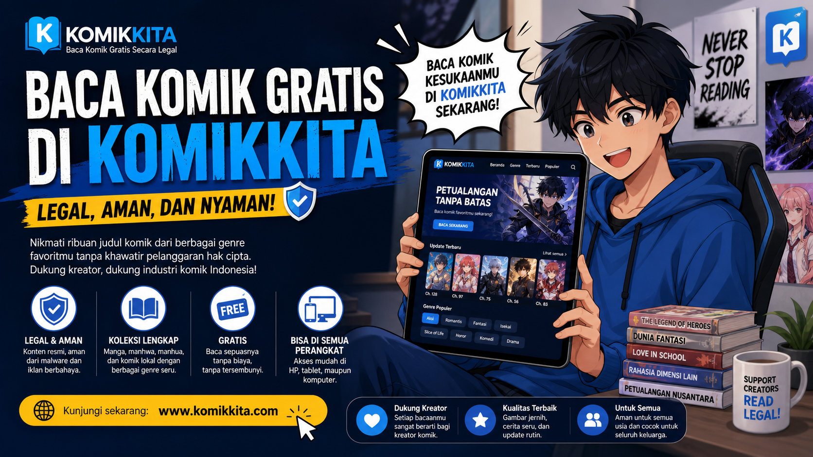 Baca Komik Gratis di Komikkita Secara Legal, Aman, dan Nyaman untuk Semua Kalangan