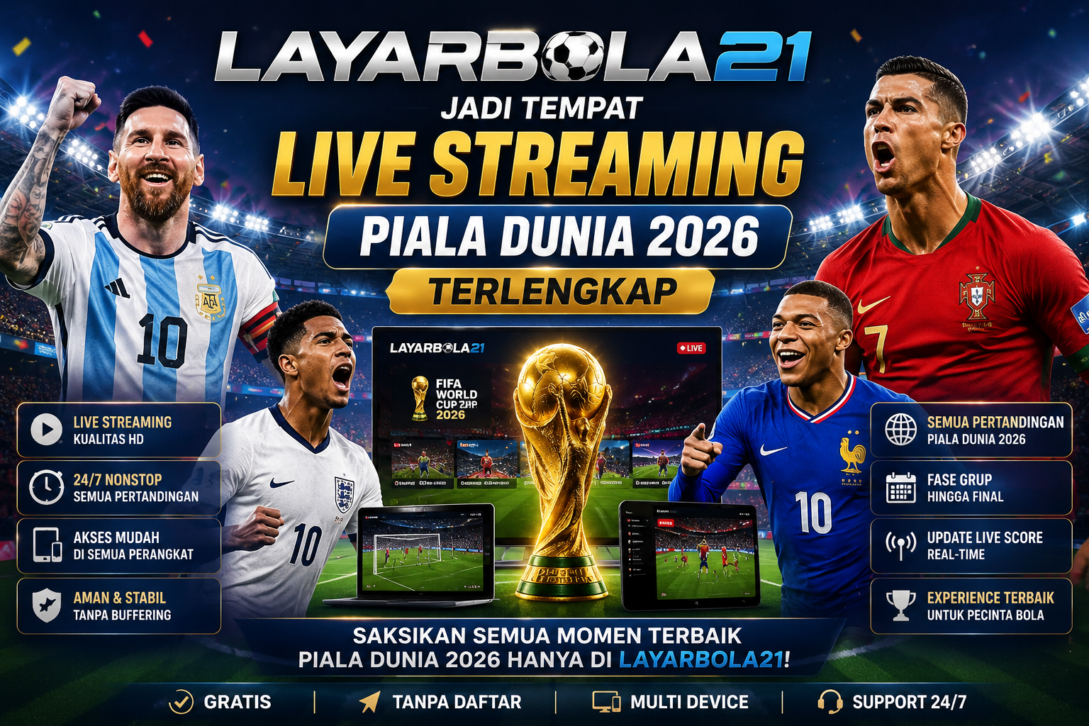 LAYARBOLA21 Jadi Tempat Live Streaming Piala Dunia 2026 Terlengkap