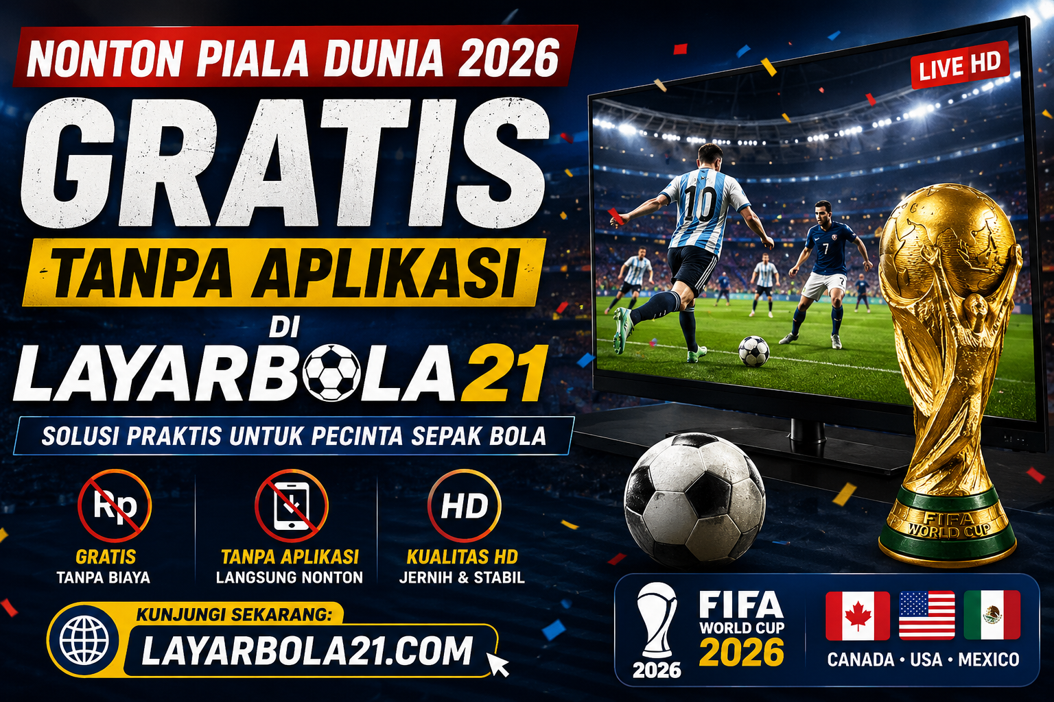 Nonton Piala Dunia 2026 Gratis Tanpa Aplikasi di LAYARBOLA21, Solusi Praktis untuk Pecinta Sepak Bola