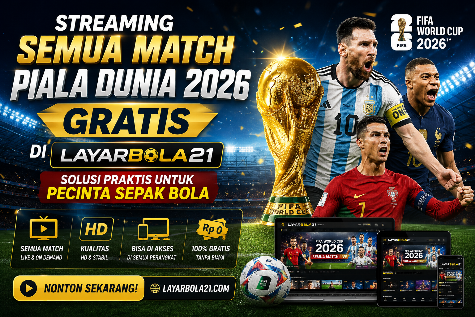 Streaming Semua Match Piala Dunia 2026 Gratis di LAYARBOLA21, Solusi Praktis untuk Pecinta Sepak Bola