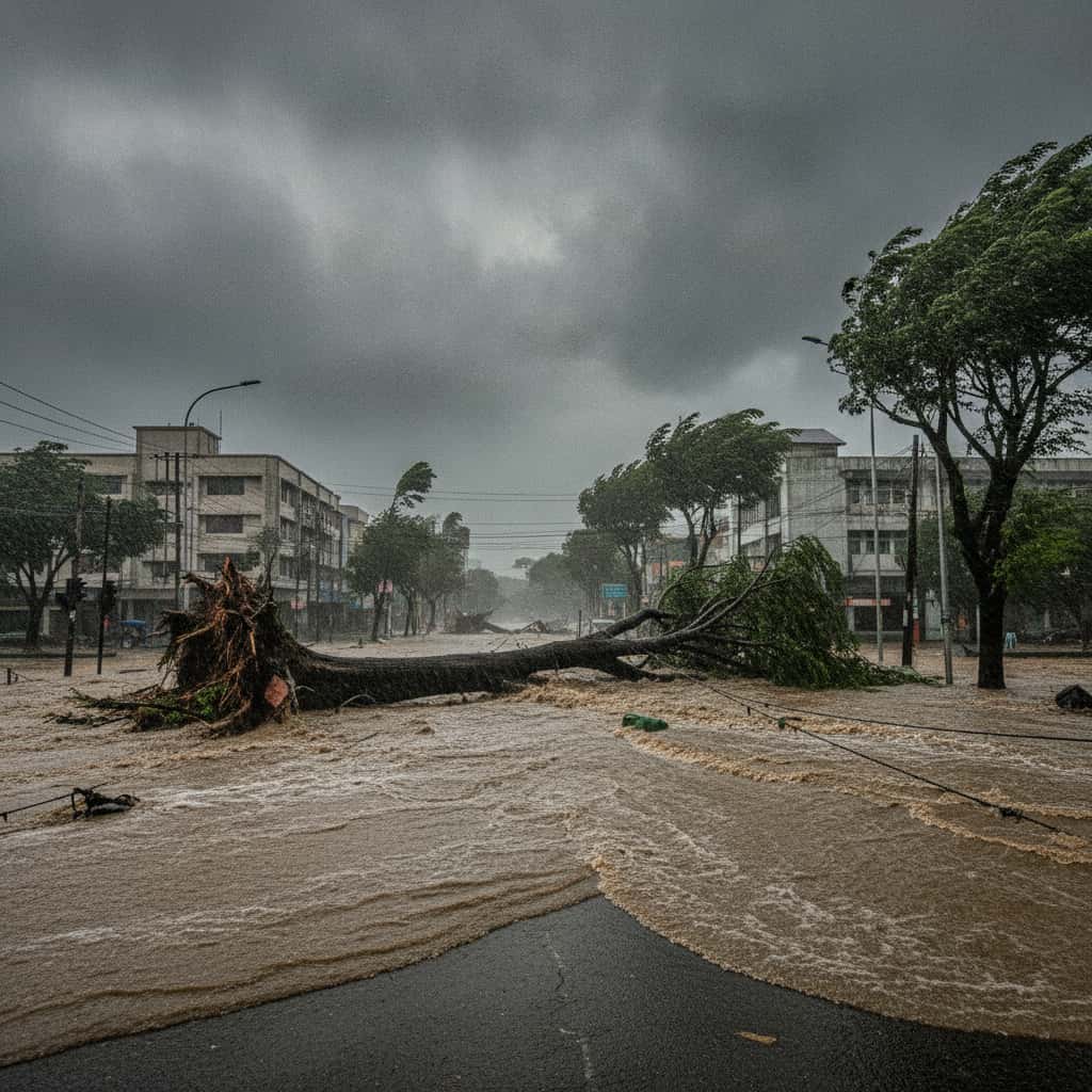 Banjir Lintasan dan Pohon Tumbang Serentak Hantam Kota Bogor Akibat Hujan Deras Berangin